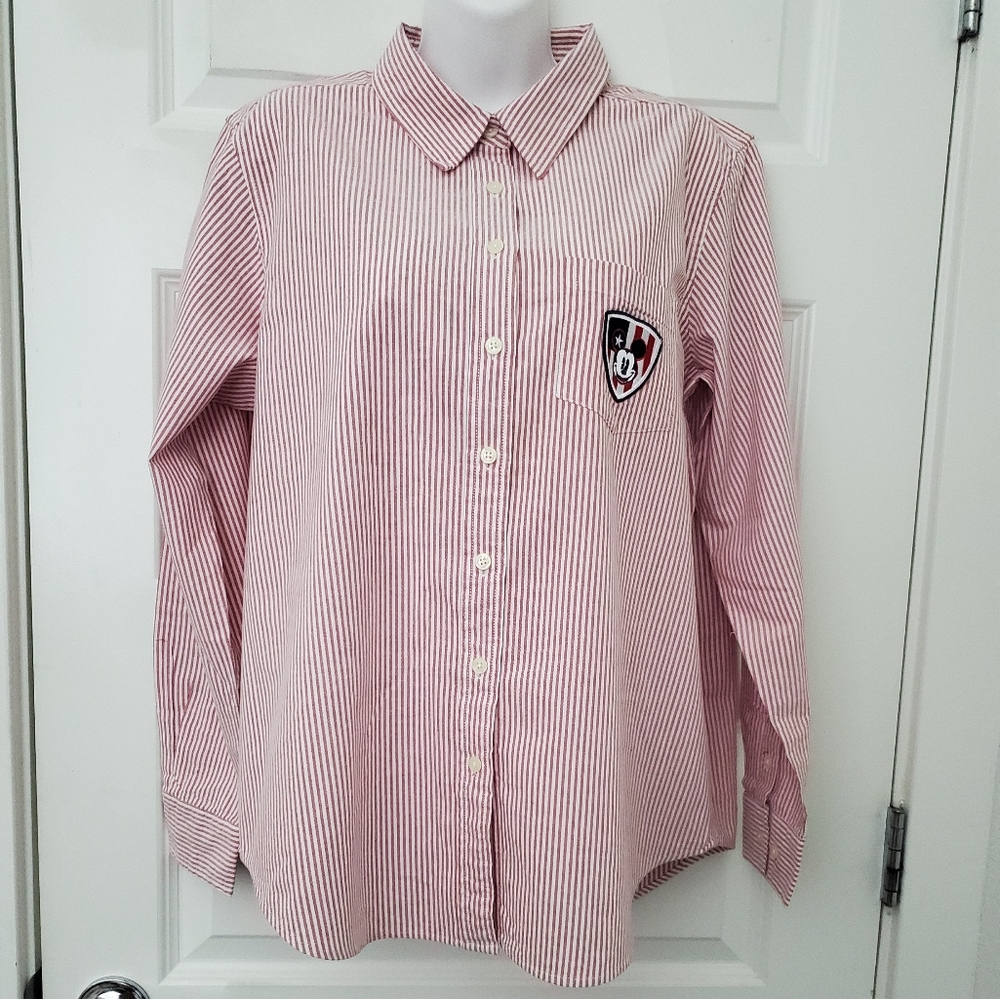 Disney Mickey Mouse Pocked logo Striped Shirt.